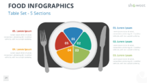 Five-section table set infographic for PowerPoint and Google Slides, ideal for food business presentations, structured planning, or multi-step workflows.