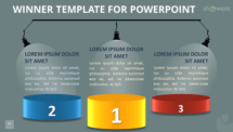 Winner Template for PowerPoint with Round 3D Podium and Spot Lights