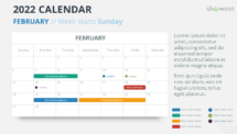 Calendar February 2022 for PowerPoint