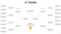 Tournament Bracket Template for PowerPoint with 2 Sides - 15 Teams