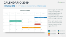Calendario 2019 PowerPoint - NOVIEMBRE - 1.er Día de la Semana Domingo