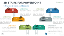 Six 3D Trapezoid Stairs and Ladders for PowerPoint