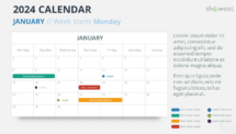2024 January Calendar Layout, Monday Start