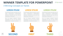 Winner Template for PowerPoint with 3 Winning Concepts and Hands