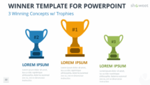 Winner Template for PowerPoint with 3 Winning Concepts and Trophies