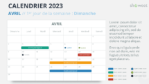 Calendrier PowerPoint - Avril 2023