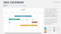 Calendar July 2022 for PowerPoint