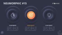 Slide 15 of Neumorphic diagram with dark background, enhancing visual impact