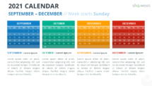 Calendar 2021 for PowerPoint - 4 Months - September to December 2021