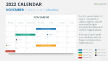 Calendar November 2022 for PowerPoint
