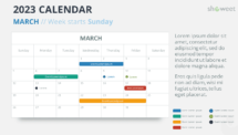 2023 Calendar for PowerPoint and Google Slides - March 2023