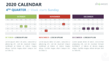 Calendar 2020 PowerPoint Template - 4th Trimester Week Starts Sunday