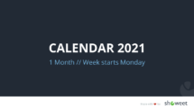 Calendar 2021 for PowerPoint - 1 Month Week Starts Monday