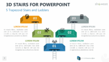 Five 3D Trapezoid Stairs and Ladders for PowerPoint