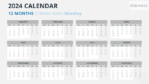 2024 Full Year Calendar Layout with Monday Start - Slide 6