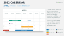 Calendar April 2022 for PowerPoint