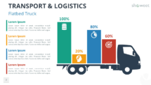 Transport & Logistics template featuring a flatbed truck with a bar chart, ideal for logistics and transport-related presentations.