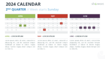 2024 Quarterly Calendar Layout with Sunday Start - Slide 2
