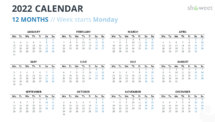 Calendar 2022 for PowerPoint - 12 Months (Year)