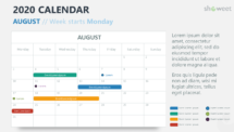 August 2020 PowerPoint Template - Week Starts Monday