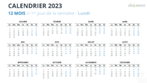 Calendrier 2023 PowerPoint - 12 Mois (Année) - Diapositive #11