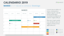 Calendario 2019 PowerPoint - MARZO - 1.er Día de la Semana Domingo