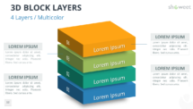 3D Block Layers for PowerPoint - 4 Layers (Multicolor)