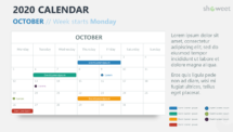 October 2020 PowerPoint Template - Week Starts Monday