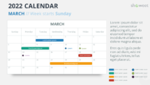 Calendar March 2022 for PowerPoint
