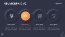Slide 2 of Neumorphic diagram with dark background, enhancing visual impact
