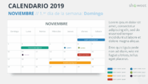 Calendario 2019 PowerPoint - NOVIEMBRE - 1.er Día de la Semana Domingo