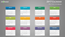 Free 2017 Calendar for PowerPoint - Week starts Monday (dark background)