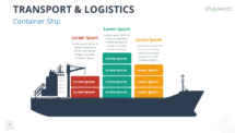 Container ship illustration from the Transport & Logistics template, featuring stacked cargo containers to visualize shipping processes.