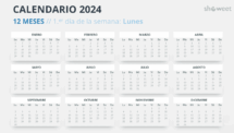 Diseño del calendario del año completo 2024 con inicio en lunes - Diapositiva 7