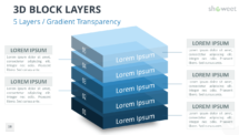 3D Block Layers for PowerPoint - 5 Layers - Gradient Transparency