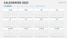Calendrier 2023 PowerPoint - 12 Mois (Année) - Diapositive #9