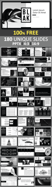 BLAK - Free PowerPoint Template 180+ Slides