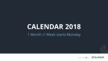 Calendar 2018 - 1 Month (Week Starts Monday)