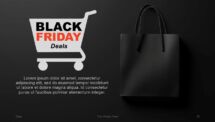 Slide featuring shopping cart icons in Black Friday PowerPoint template.