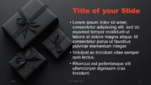 Gift box-themed layout slide in Black Friday template, ideal for promotions in PowerPoint.