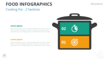 Cooking pot infographic for PowerPoint and Google Slides, split into two sections to present contrasting ideas, business strategies, or workflow comparisons.
