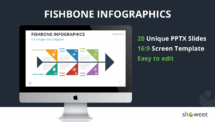 Cover slide preview of editable fishbone infographics for PowerPoint and Google Slides with colorful modern design.
