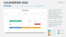 Mise en page du calendrier mensuel 2024 pour Février, début dimanche