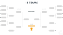 Tournament Bracket Template for PowerPoint with 2 Sides - 13 Teams