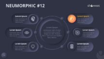 Slide 12 of Neumorphic diagram with dark background, enhancing visual impact