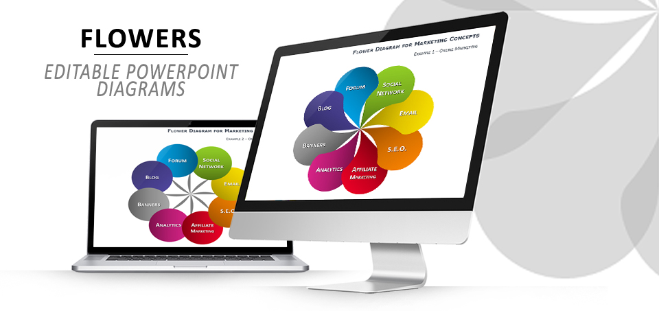 Flowers editable PowerPoint diagrams