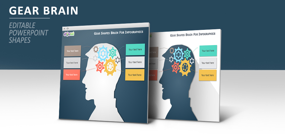 Gear brain PowerPoint diagram