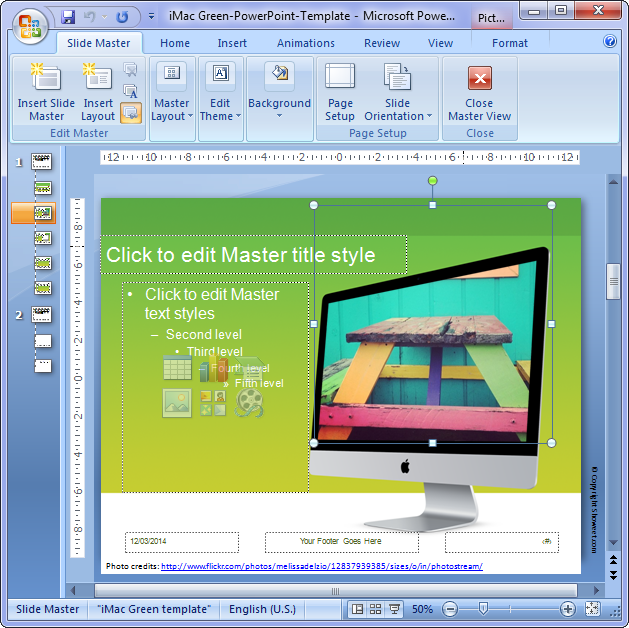 Modèle pour PowerPoint avec iMac et Fond Vert - capture2