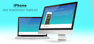 Modèle pour PowerPoint avec iPhone et Fond Turquoise