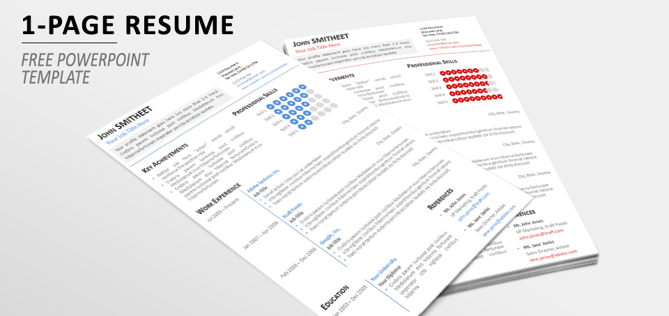 1 Page Minimalist Resume Cv Template For Powerpoint